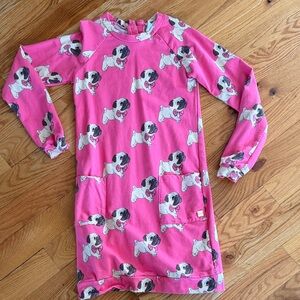 deux par deux Pink Pug Print Long Sleeve Dress